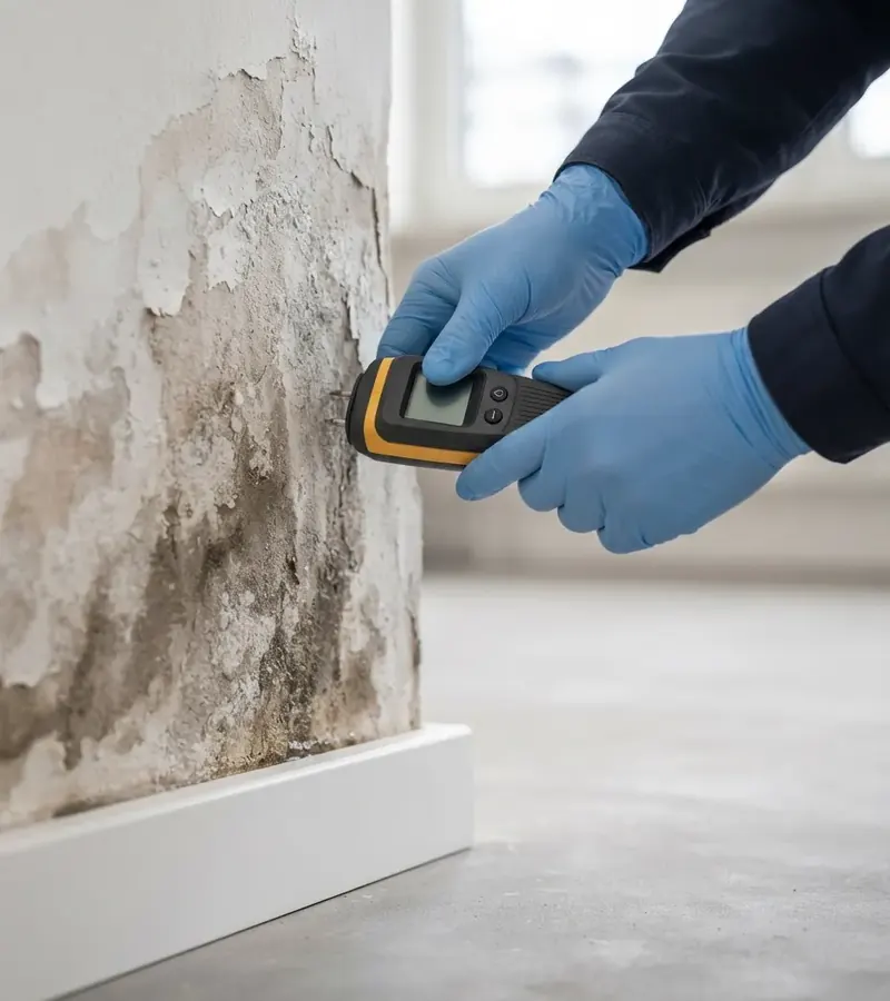 Muro con umidità di risalita e distacco dell'intonaco a Bolzano